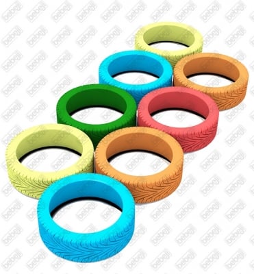 Комплект разноцветни гуми, 8 броя (каучукови)