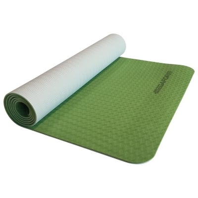 Постелка за йога и фитнес, зелено и сиво