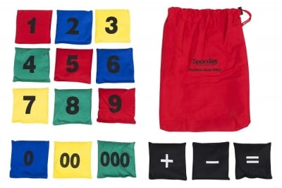 Торбички за хвърляне в цел с цифри и аритметични знаци - 15 броя