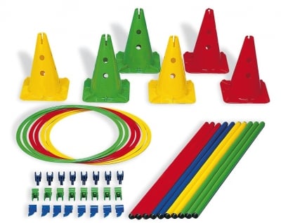 Гимнастически комплекти, конуси, обръчи и тояжки