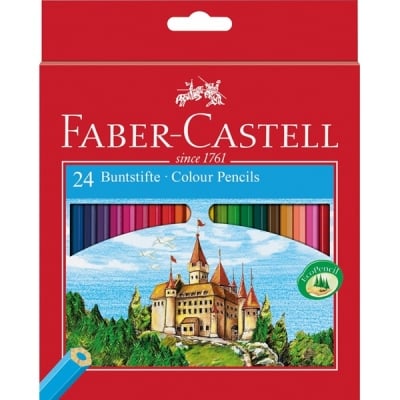 Faber-Castell Цветни моливи Замък 24цв дълги + острилка