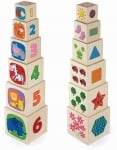 Дървени кубчета с картинки и цифри 1-6