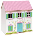 Детска дървена къща за кукли с пеперудки