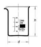 Чаша Бехер - ниска форма 250мл