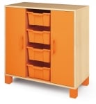 Серия Fresh - Шкаф с  4 дълбоки контейнера и 2 врати - оранжеви