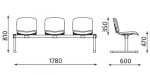 Пейка ISO Plastic с 3 места за сядане H=47см