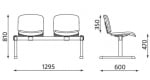 Посетителска пейка ISO с 2 места за сядане H=47см, дамаска/ еко кожа