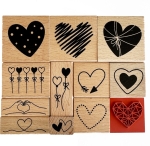 Печати-дървени кубчета: Сърца, 12 броя