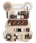 Дървена дъска с различни активности - Мече (Бизиборд)