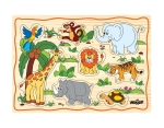 Пъзел дървен с дръжки -  Африкански животни