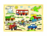 Пъзел дървен с дръжки -  Превозни средства