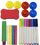 Бяла и зелена магнитна дъска с регулируема височина + 55 броя букви на кирилица