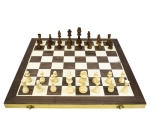 Шах, табла и дама в кутия от дърво 29 см