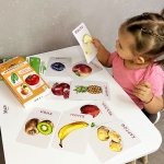 Образователни карти Монтесори - Плодове и зеленчуци, 16 броя (двустранни)
