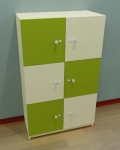 Шкаф 80х40 Н=133см, с шест вратички, със заключване, цветен