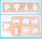 Кутия за рисуване (50 дървени шаблона, 12 флумастера, молив, скицник)