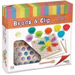 Дървена мозайка с цветни топчета и щипки