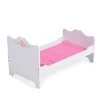 Дървено легло за кукли - бяло