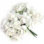 Букет рози от хартия и тел 20 мм-БЕЛИ, 12 броя