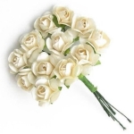 Букет рози от хартия и тел 20 мм-ШАМПАНСКО, 12 броя