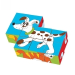 Забавни дървени кубчета - Животни, 9 броя