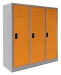 Метален шкаф Carmen с 3 отделения 117х40 H=120см - сив/оранжев