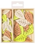 Дървени фигурки: Листа, кутия с 54 броя