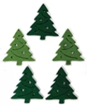 Фигурки от филц - Коледна елха 6см, 5 броя