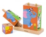 Дървени кубчета за нанизване - Диви животни, 9 броя