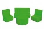Комплект мебели от пяна: диван, 2 фотьойла и маса - Зелен
