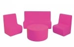 Комплект мебели от пяна: диван, 2 фотьойла и маса - Розов