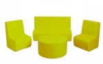 Комплект мебели от пяна: диван, 2 фотьойла и маса - Жълт