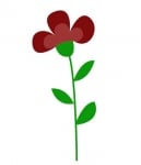 Апликация, дървена - Червено цвете