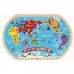 Пъзел дървен - Карта на света, 36 части