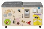 Кутия за играчки/пейка на колелца с различни активности, 65 х 36 х 40см - двойна