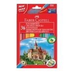 Faber-Castell Цветни моливи Замък 36цв дълги + острилка