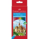 Faber-Castell Цветни моливи Замък, 12 цвята- дълги + острилка