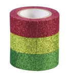 Лепящи ленти с брокат 15мм х 3м, 3 броя (Коледни)